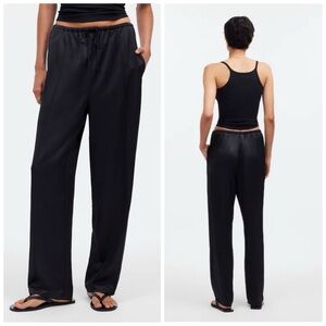 Madewell tall satin Pintucked drawstring trouser slim pull on true back - TL nwt